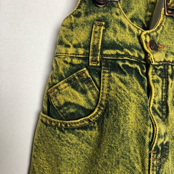 Girls Yellow Denim Stone Wash Overall Dress Size 6 - Picture 3 of 13